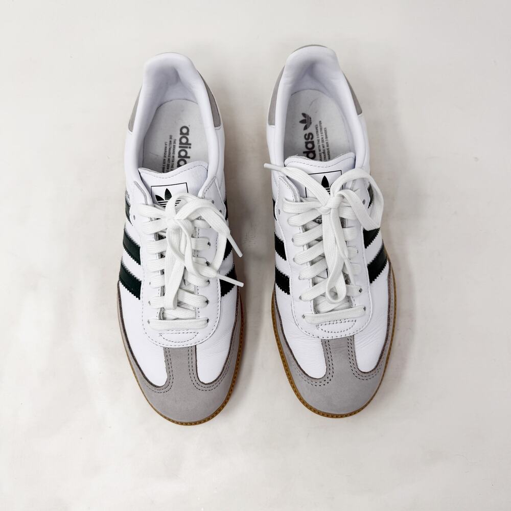 [Adidas] Sambas OG White Forest Green Stripes Lace Up Casual Sneakers Size 9 EUC - Picture 3 of 10
